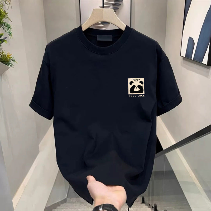 Mens Short Sleeve T-shirt Ice Silk Crewneck Casual Top