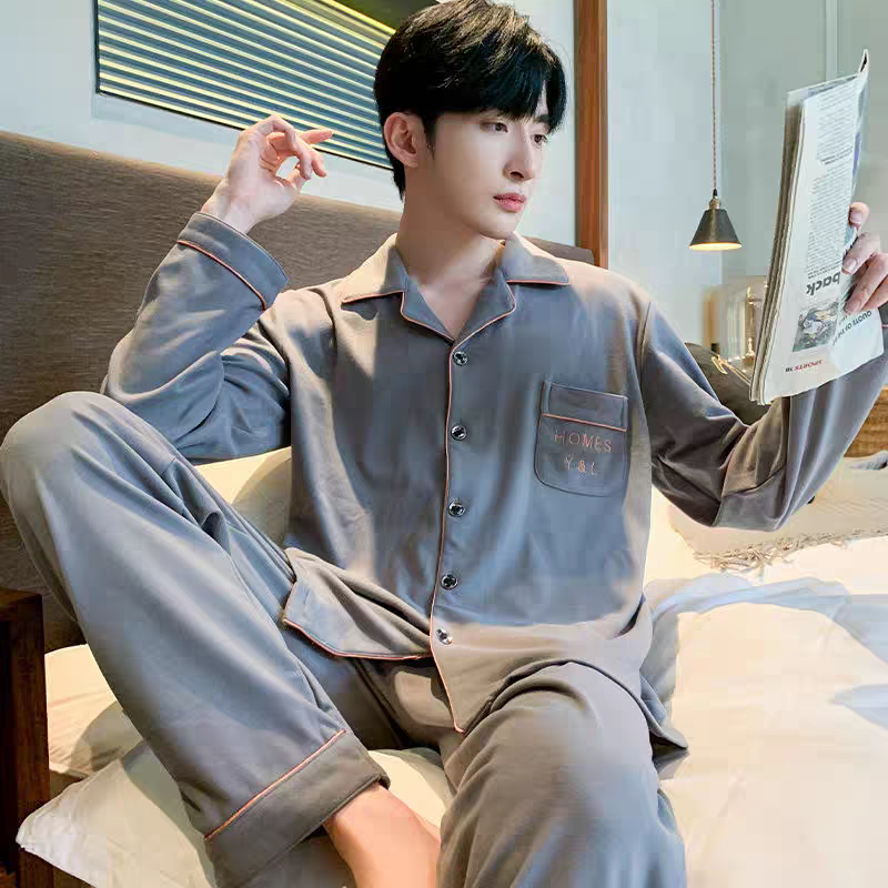Pure Cotton Long Sleeve Pajamas for Men