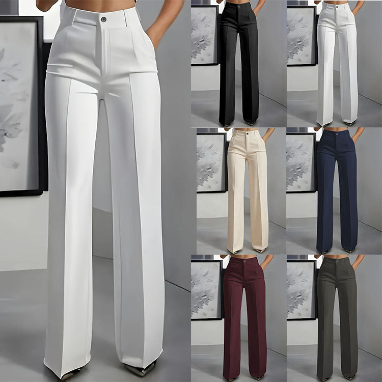 Womens High Waist Wide Leg Trousers