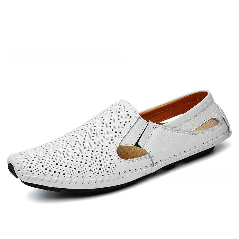 Mens Breathable Leather Slip-On Sandals