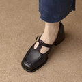 British Style Mary Jane Leather Shoes with Medium Heel