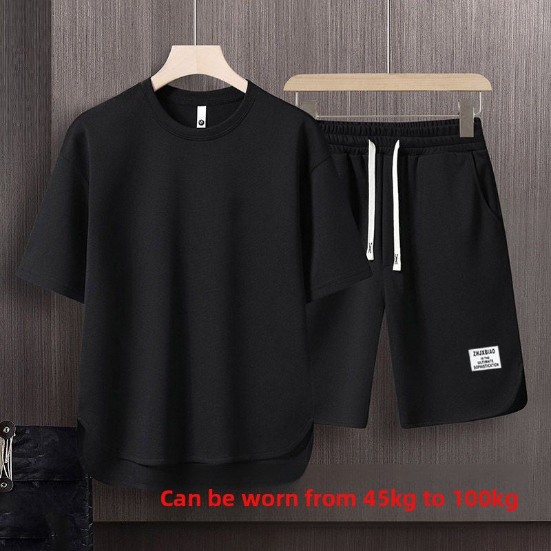 Men Waffle Knit Two-Piece Short Sleeve T-Shirt and Short
