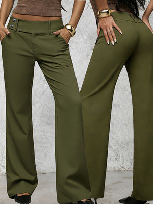 High Waist Wide Leg Flared Trousers