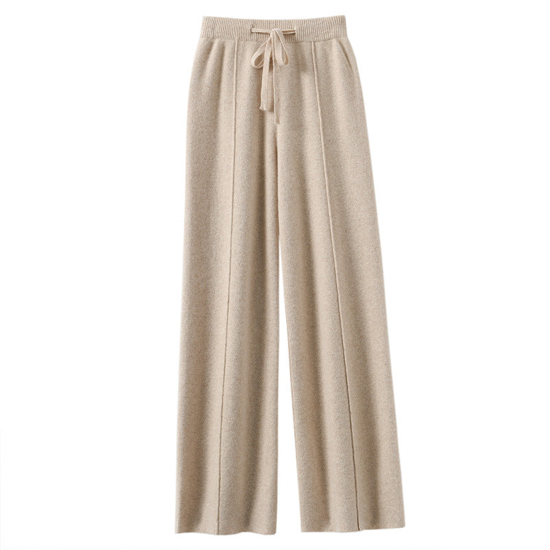 Womens High Waist Knitted Wide Leg Pants