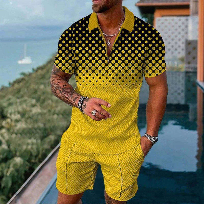 Lapel short-sleeve casual men's pullover