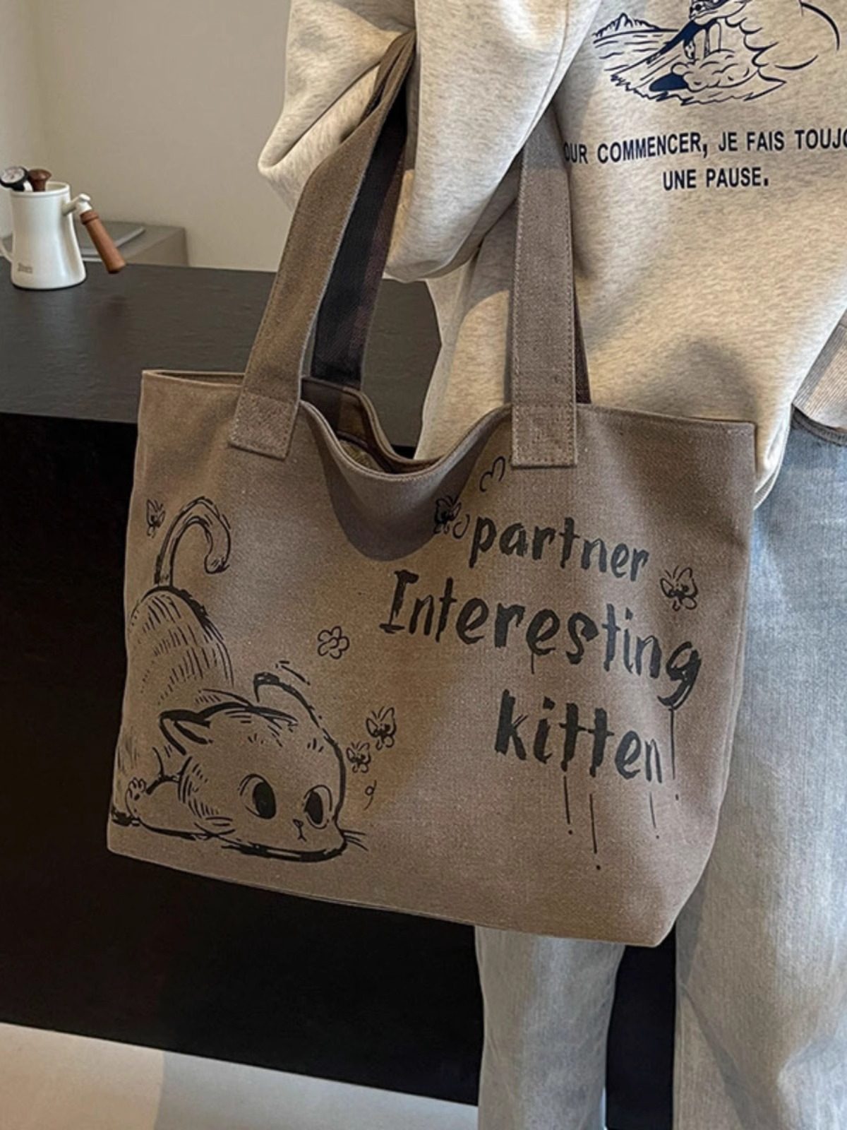 Large canvas tote bag