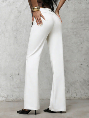 High Waist Wide Leg Flared Trousers