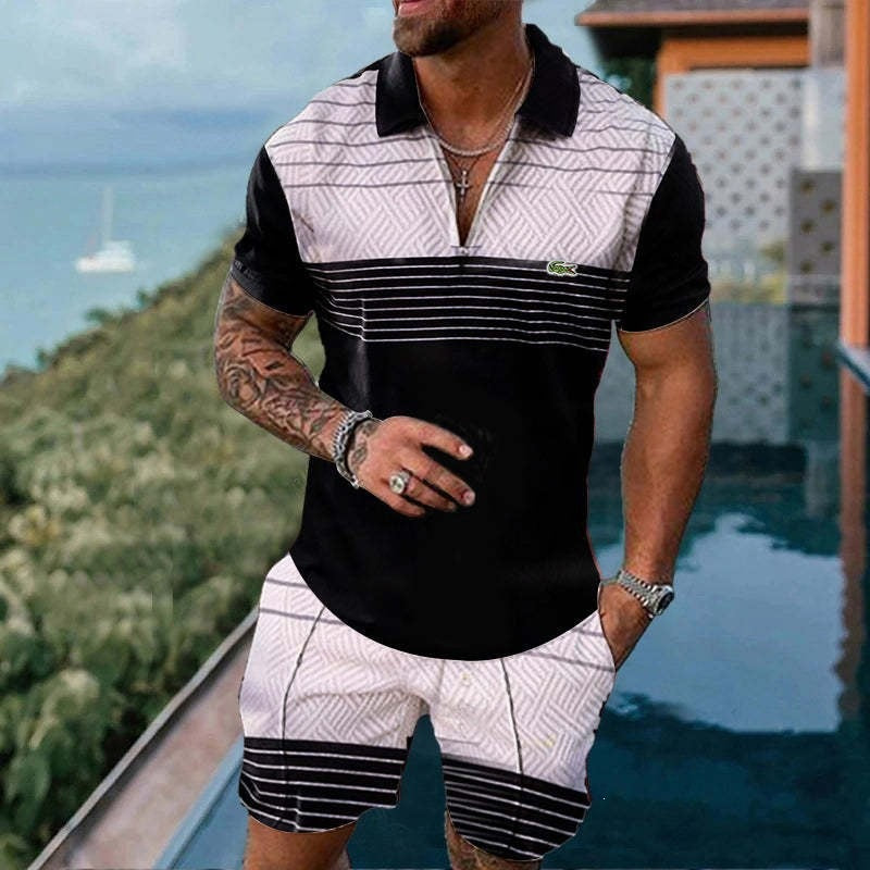 Lapel short-sleeve casual men's pullover