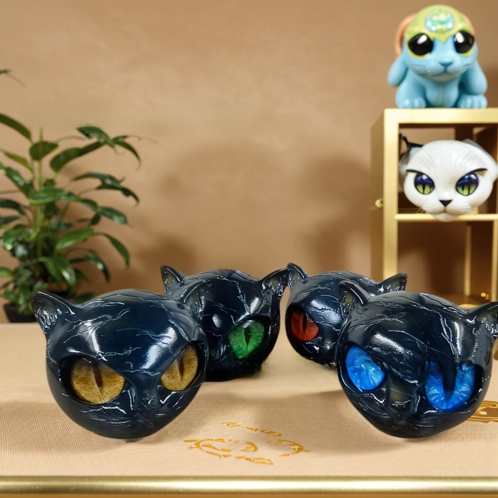 Luxury Black Cat Figurine Home Decor