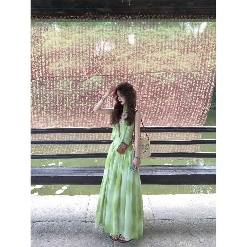 Tie-Dye Suspender A-Line Dress
