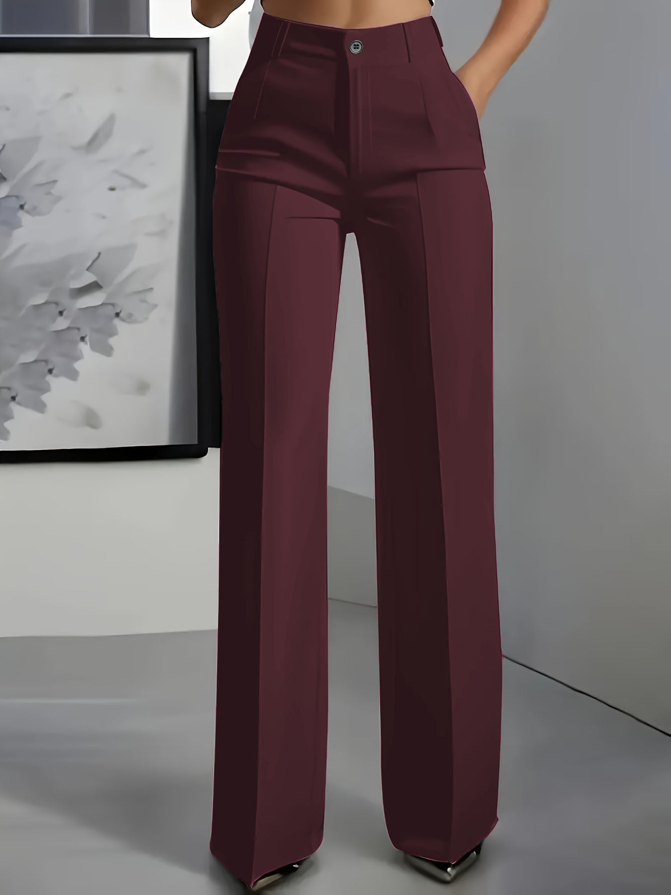 Womens High Waist Wide Leg Trousers