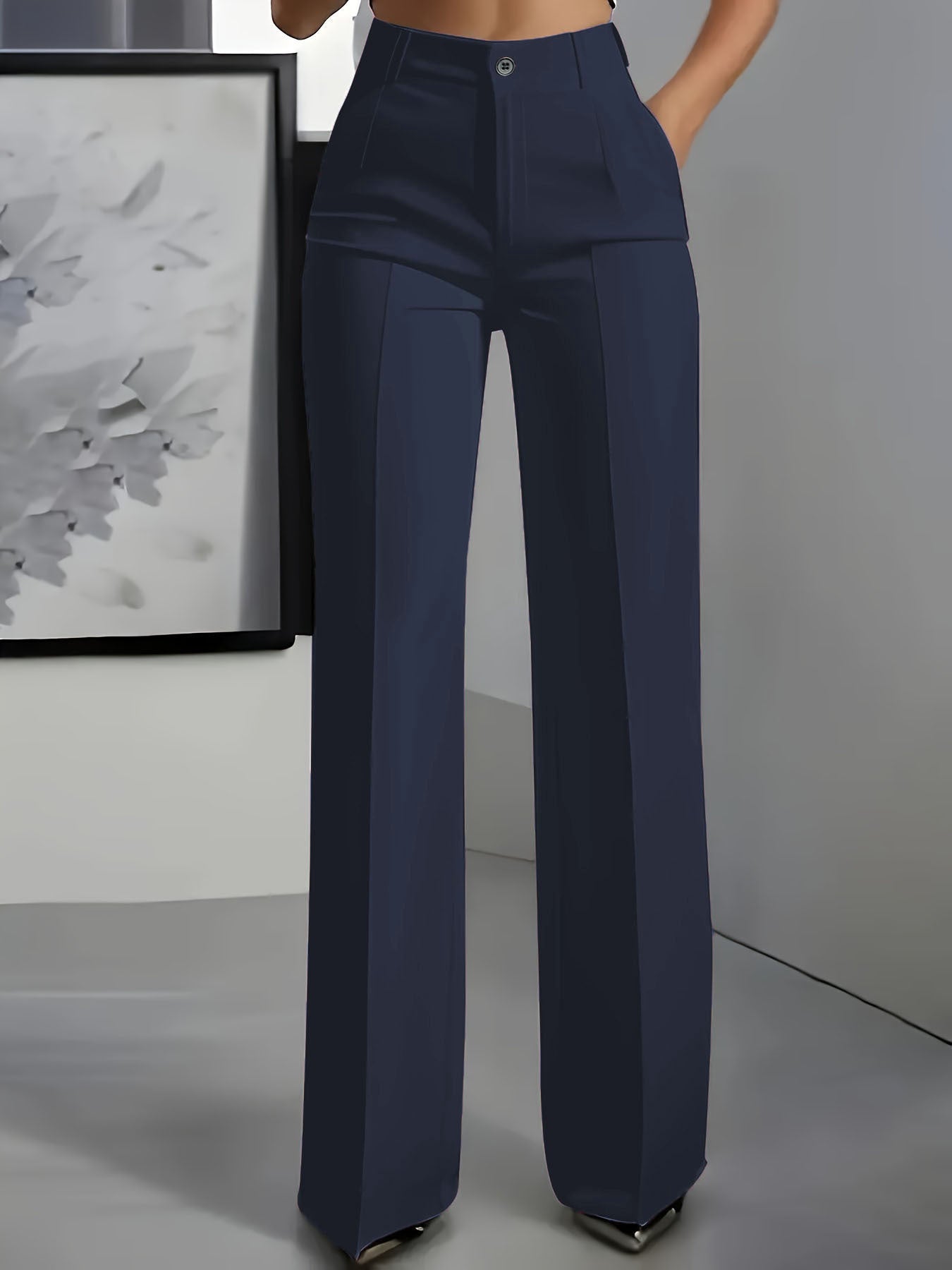 Womens High Waist Wide Leg Trousers