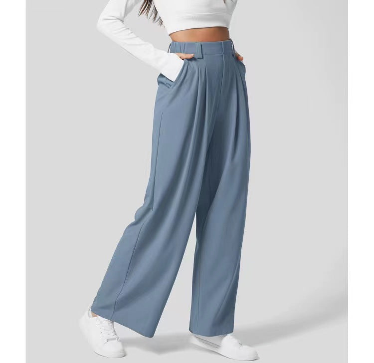 Womens High Waist Wide Leg Casual Trousers
