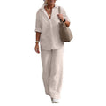Women's Lapel Shirt and Wide-Leg Pants Set