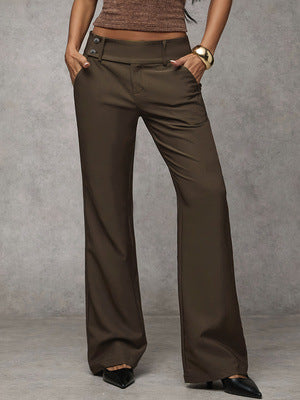 High Waist Wide Leg Flared Trousers