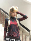 Womens Vintage Mesh Print T-Shirt