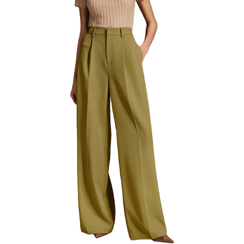 Womens High Waist Wide Leg Trousers