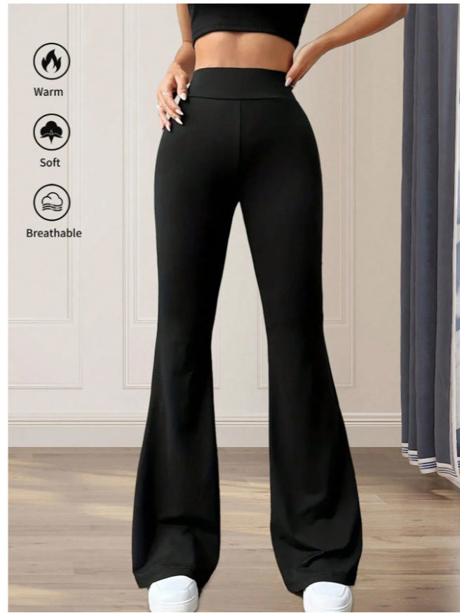 New Solid Color Casual High Waist Yoga Trousers Stretch Sports Pants