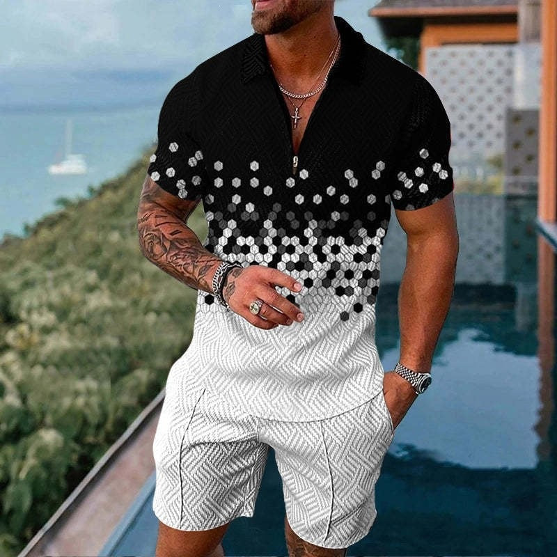 Lapel short-sleeve casual men's pullover