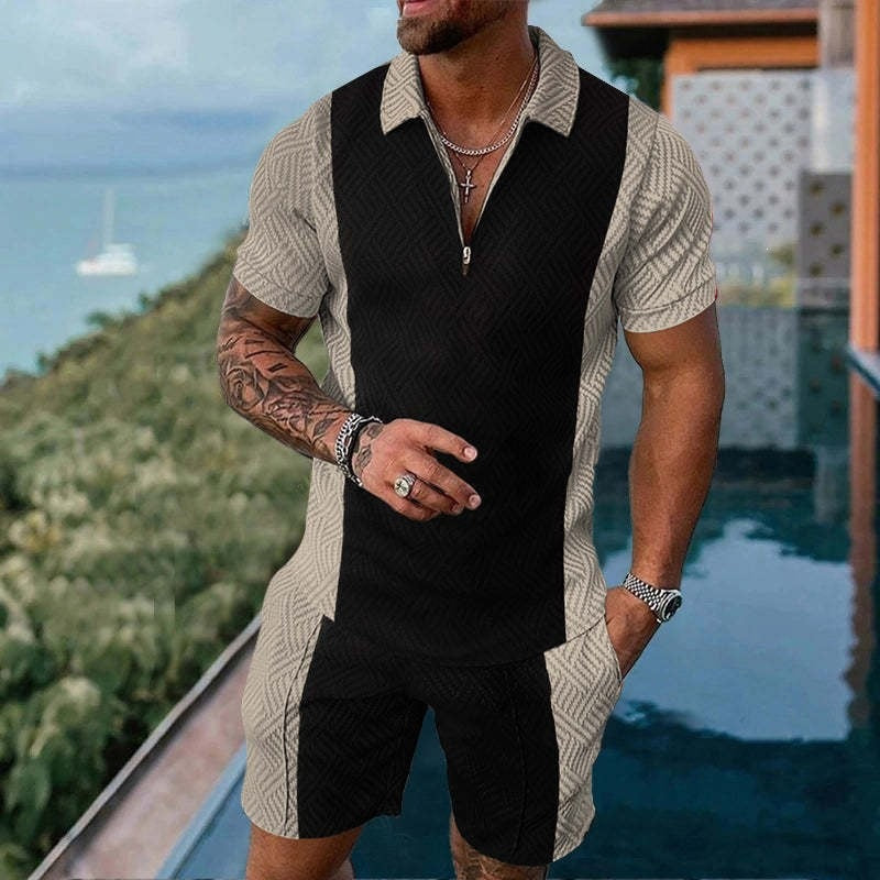 Lapel short-sleeve casual men's pullover