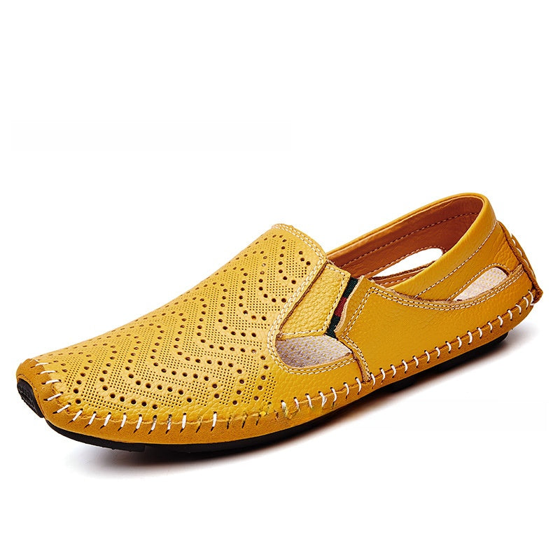 Mens Breathable Leather Slip-On Sandals