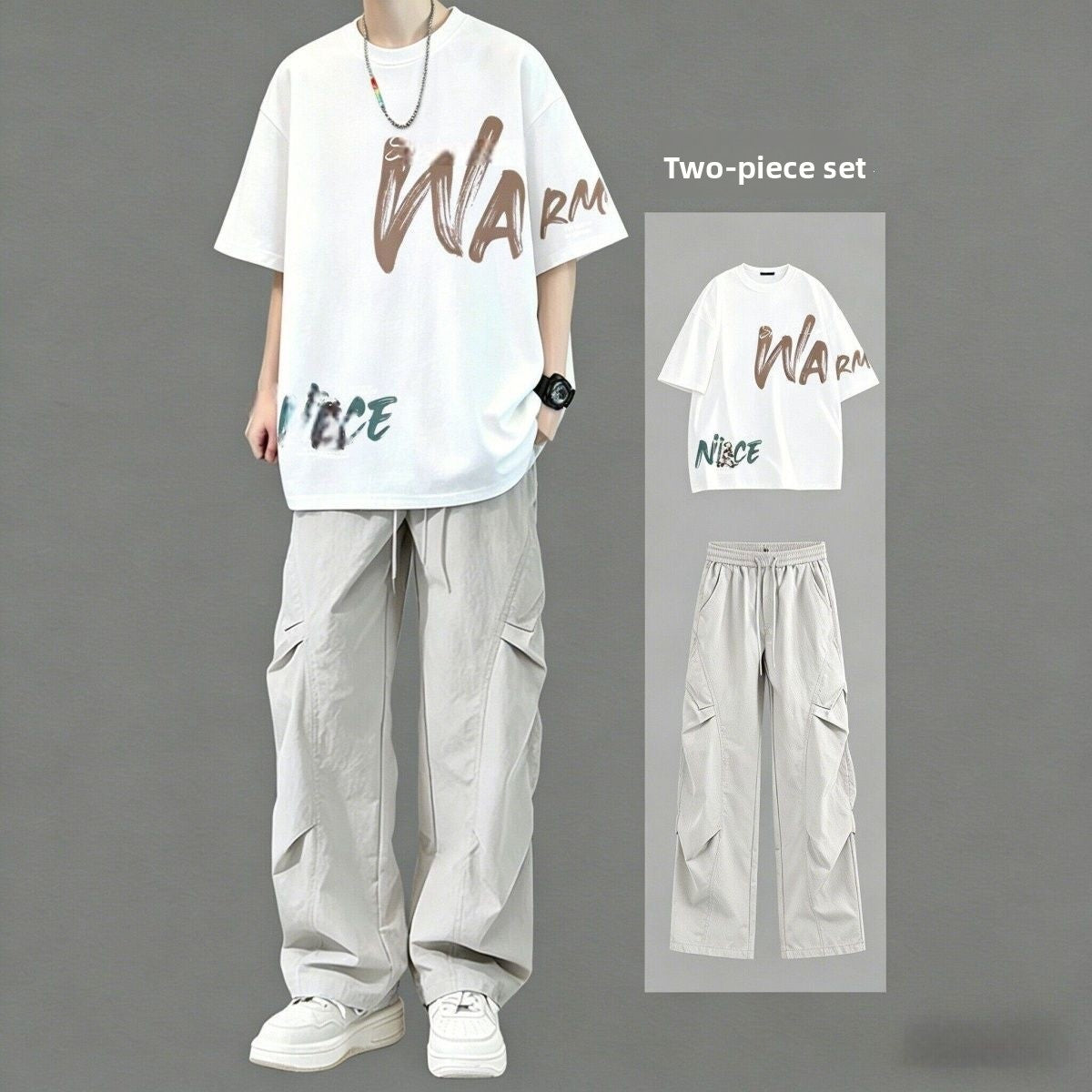 Mens Cotton T-Shirt and Pants Set