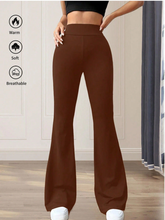 New Solid Color Casual High Waist Yoga Trousers Stretch Sports Pants