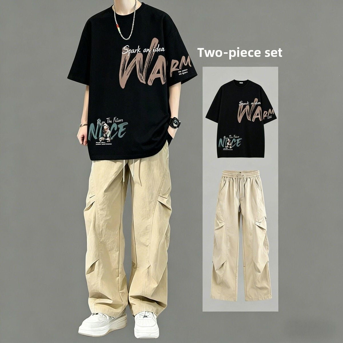 Mens Cotton T-Shirt and Pants Set