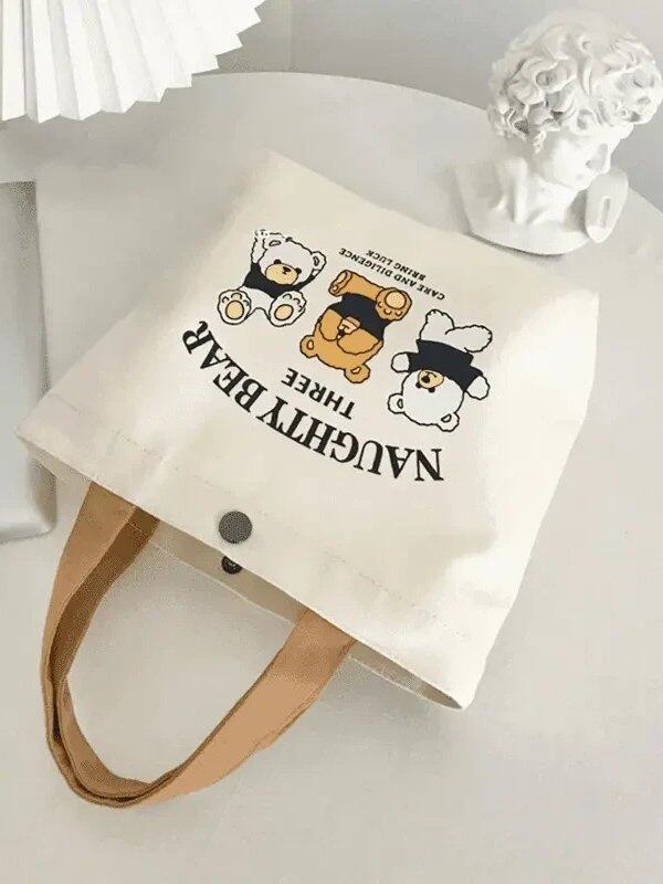 Bear Canvas Bag Student Tote Bag
