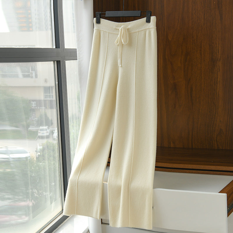 Womens High Waist Knitted Wide Leg Pants