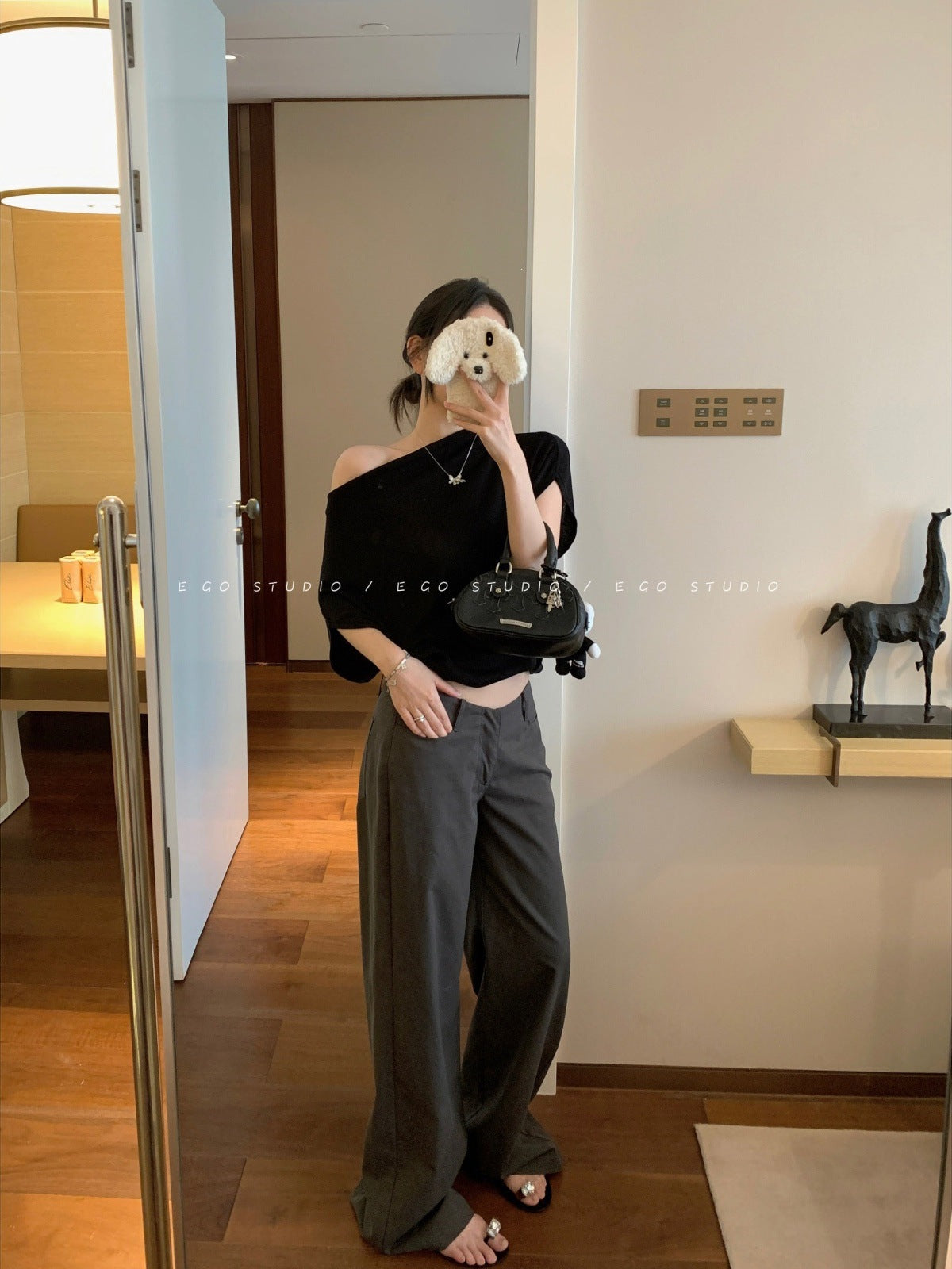 Tencel Knit T-Shirt with Convertible Collar
