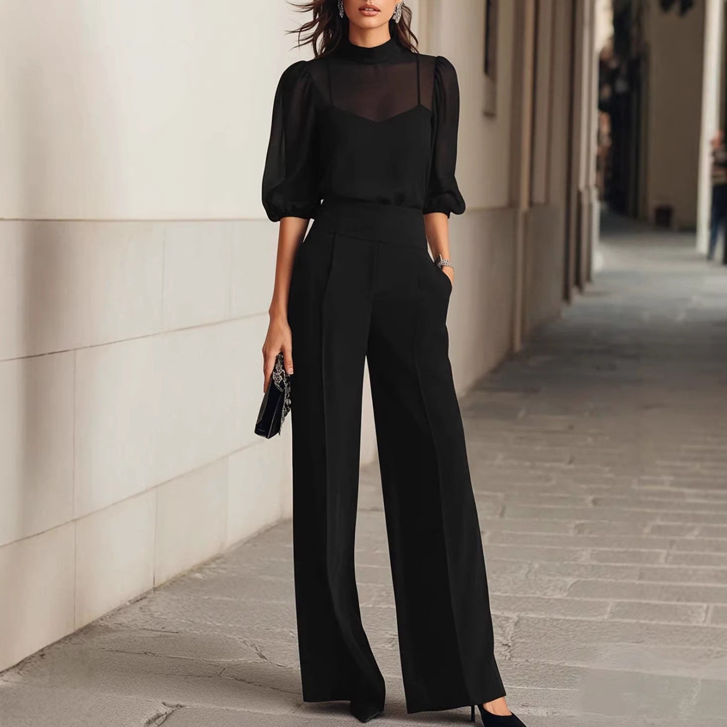 Floral Print Wide-Leg Pants