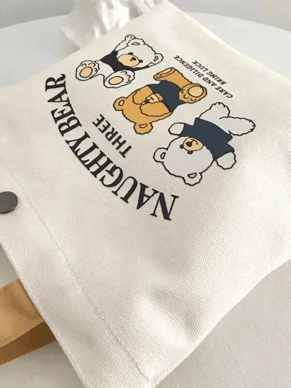 Bear Canvas Bag Student Tote Bag