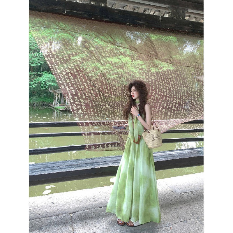 Tie-Dye Suspender A-Line Dress