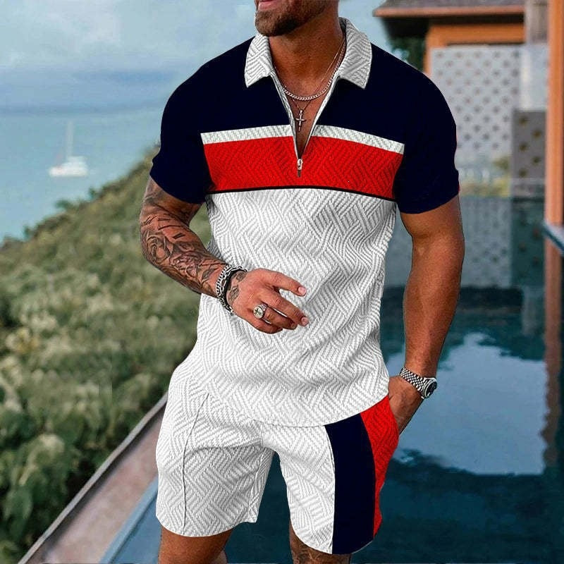 Lapel short-sleeve casual men's pullover