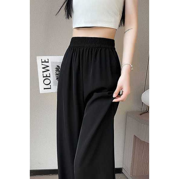 Elastic Waist Wide Leg Trousers for Women