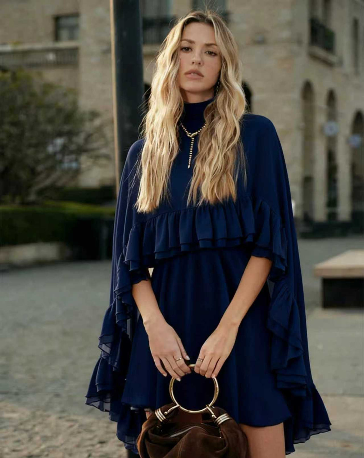 Elegant Lace Trim Dress Set