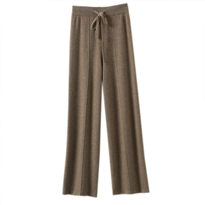Womens High Waist Knitted Wide Leg Pants
