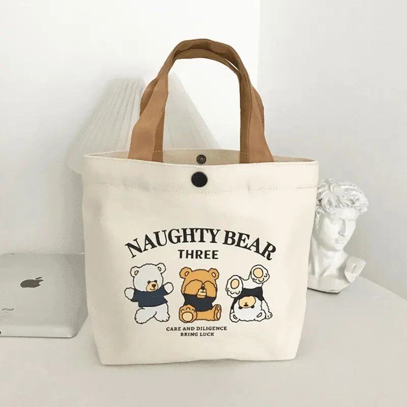 Bear Canvas Bag Student Tote Bag