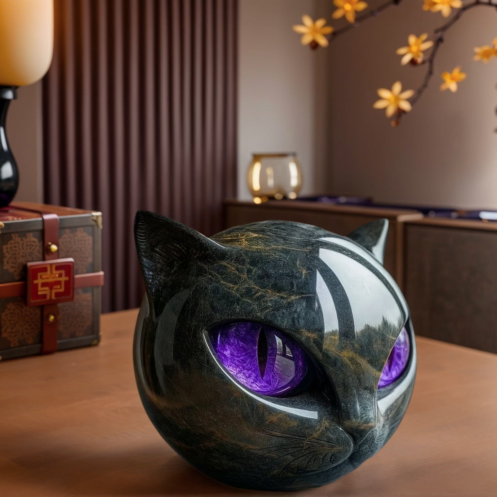 Luxury Black Cat Figurine Home Decor