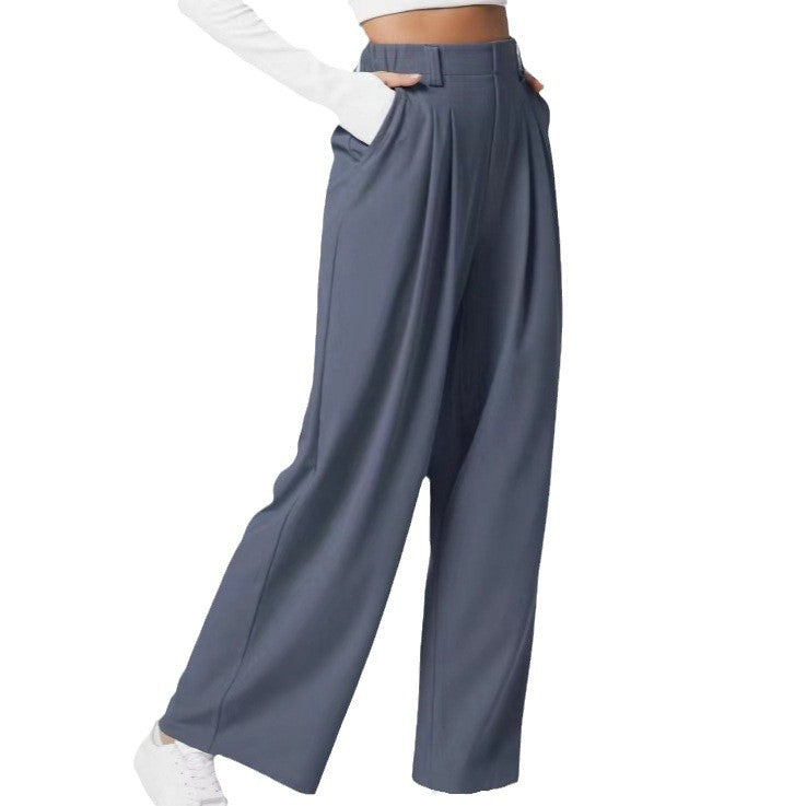 Womens High Waist Wide Leg Casual Trousers
