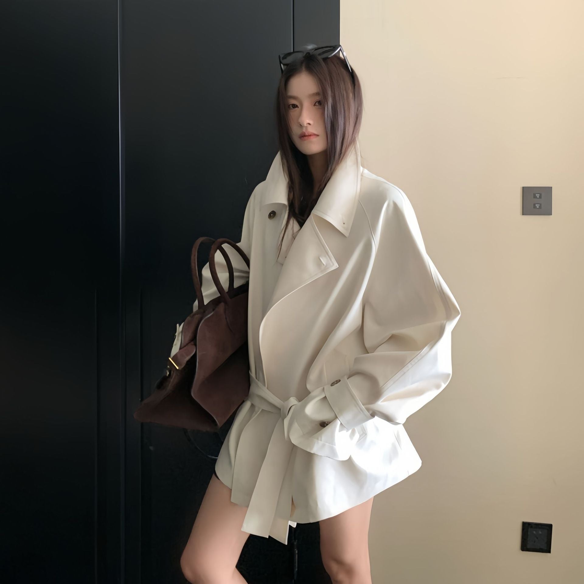 Womens Korean Style Chenille Windbreaker Jacket