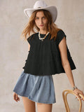 Loose Cotton Spliced Baby Doll Shirt