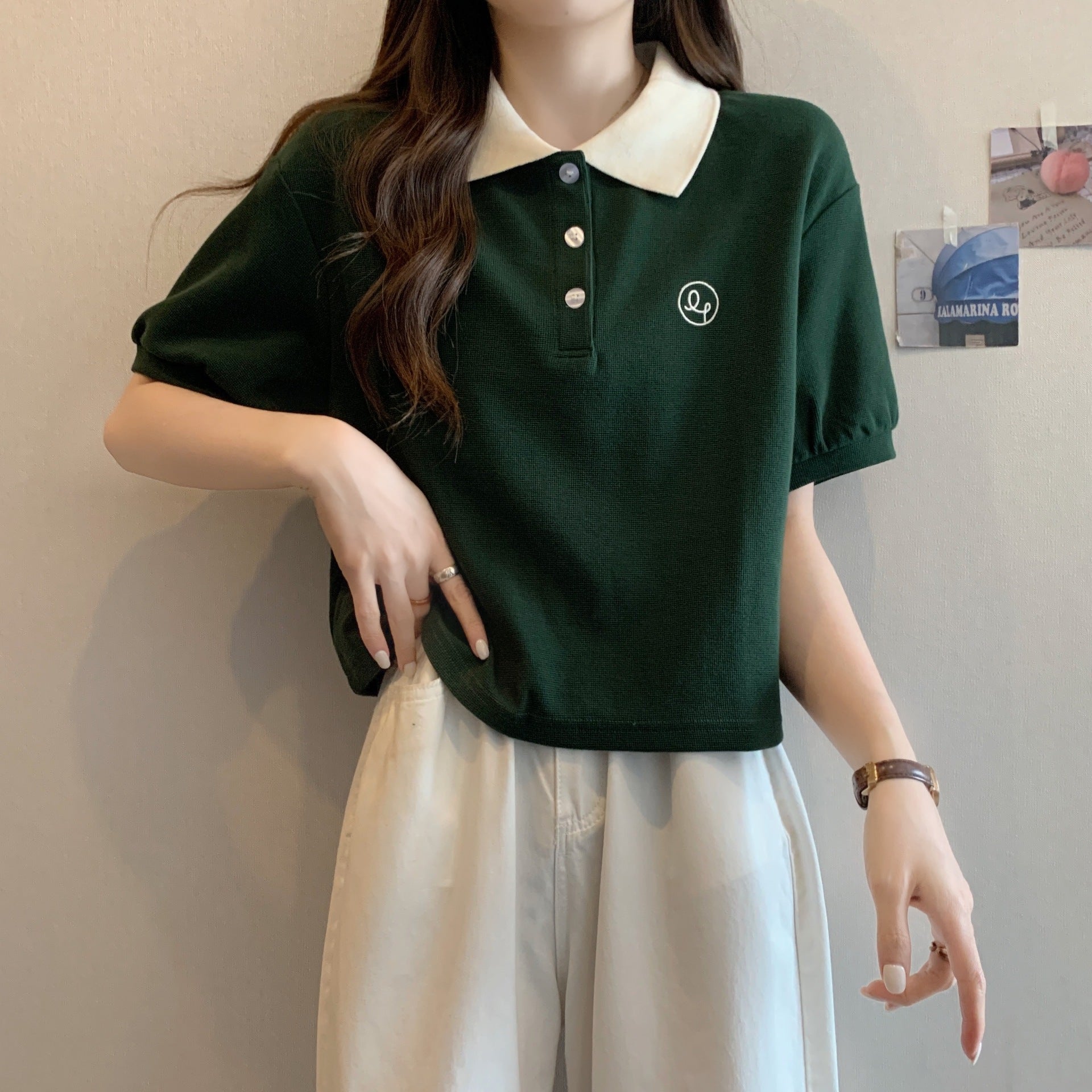 Women's Polo Collar Short Sleeve T-shirt