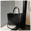 Embossed Letter Large Capacity Retro Shoulder Tote Bag