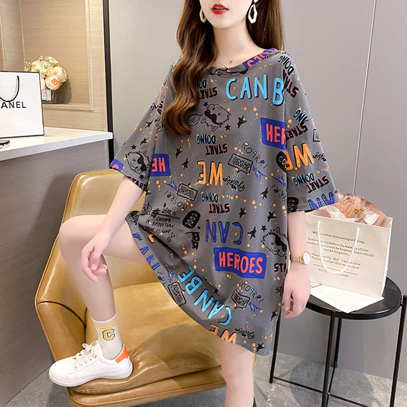 T-Shirt for Women, Short-Sleeved Slimming, Mid-Length, Loose-Fitting