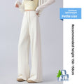 Womens Ice Silk Straight Leg Pants High Waisted Casual Trousers