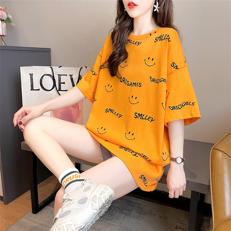 T-Shirt for Women, Short-Sleeved Slimming, Mid-Length, Loose-Fitting