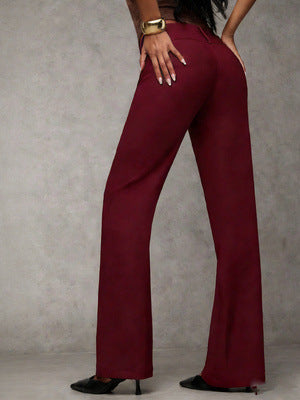High Waist Wide Leg Flared Trousers