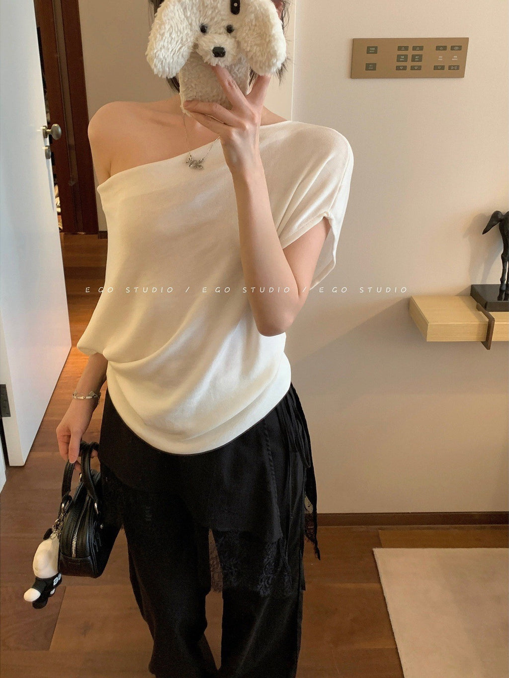 Tencel Knit T-Shirt with Convertible Collar